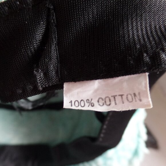 Upcycled Bucket Hat Granny Squares Frayed Canvas Turquoise Denim Cap NWOT - Picture 6 of 7